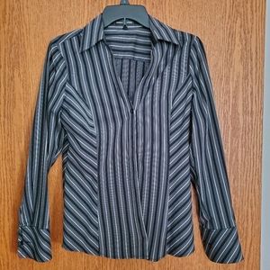 Express Black and White Stripe Dress Shirt